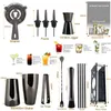 Cocktail shaker conjunto 3-12 pçs 550ml 800600ml preto rosa ouro shakers jigger colher de mistura tong barware bartender ferramentas vinho rack 240319