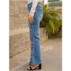 Jeans da donna Pantaloni svasati lavati aderenti alla moda ricamati alla moda da donna Denim casual a vita media