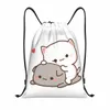 Personalizado Peach e Goma Mochi Cat Fall In Love Drawstring Bag para Treinamento Yoga Mochilas Homens Mulheres Sports Gym Sackpack t1oh #