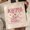 1pc K é um álbum de gato Citação positiva padrão Tote Bag Canvas Bolsa de ombro para viagens diárias Commute Loja reutilizável das mulheres d4Uy #