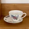 Mokken Retro Afternoon Tea Keramische Koffiekopjes En Borden Huishoudelijk Europees Bloemen Latte Met Oor Hangend Ijs Amerikaanse Stijl