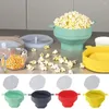 Bols Silicone micro-ondes pop-corn bol avec couvercle résistant à la chaleur pliable de bricolage de bricolage croustilles de godet