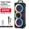 Högtalare Outdoor Square Dance -högtalare NDRF98 Dual 8inch Horn Original Sound 800W Peak Home Theater DJ Bluetooth Högtalare med cool light
