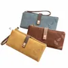 Ny armband LG Clutch Wallet Women Soft Leather Card Holder Zipper Cell Pock Pocket Large Capacity Purse Wallet Carteras G2BL#