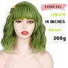 Perucas sintéticas curtas retas bobo verde cosplay perucas com franja para branco/preto feminino meninas lolita bonito perucas