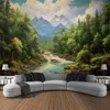 Tapestries Forest Stream Water Tapestry Wall Mounted Landscape Oil Painting Bohemian Art Living Room Bedroom Home Decoration