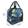 tardis Vincent Van Gogh Sac à lunch isolé Nuit étoilée Repas Ctainer Sac isotherme Fourre-tout Boîte à lunch Collège Pique-nique Sacs à main e93p #