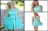 Aqua New Short Lace Bridesmaid Dresses Country Style Summer Beach Wedding Party Reception Gästklänningar med Sash Maid of Honor Go2435617