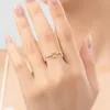 Clusterringe MODIAN Echt 925 Sterling Silber Exquisiter funkelnder Smaragdschliff Rosa Gelber Zirkonia Ring für Frauen Hochzeit Luxus Fein