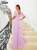 Robes décontractées Yesexy Chic Élégant Femme Robe Violet Col V Split Prom Longueur Maxi À La Mode