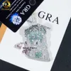 Ciondolo pezzo di Gesù in moissanite verde blu con mix personalizzato in argento sterling 925 del rapper hip-hop