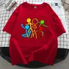 Alanbecker Stickman Pięć kolorowych kombinacji krótkiego rękawu T-shirt Summer High Street Loose Casual Wszechstronna modna modna 6