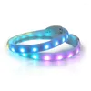 Dog Collars LED Colorful Light Collar Cuttable Rainproof Rechargeable USB Safe At Night Soft Silicone Ring