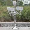 Portacandele Candelabri in metallo a 5 bracci di altezza 76 cm con pendenti in cristallo Portacandele con finitura argento lucido