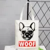 Français Bulldog Toile Sac à bandoulière Femmes Sacs à main Eco Réutilisable Kawaii Dog Lover Graphic Shop Sac Vintage Ulzzang Sacs R2yu #