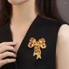 Brooches Red Rhinestone Big Bow Brooch Vintage Personality Bownot Pin Corsage Clothing Accessories For Elegant Women