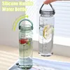 Water Bottles Reusable Cup Silicone Handle Bottle 500ml Leak-proof With Scale Portable For Men Travel