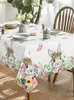 Tableau de nappe de Pâques imperméable nappe de printemps fleur de printemps Couverture de table de lapin pour la fête Dîner décor de Pâques décoration 2024 Y240401