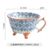 Tazas Taza de cerámica japonesa de 330 ml, taza de café retro creativa de gran capacidad, decoración de la sala de estar del hogar del agua de la oficina