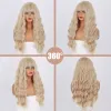Wigs Blonde long wig wave wig synthetic wig with bangs high temperature fiber, suitable for female role playing, suitable for parties