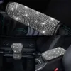 Upgrade Bling Vrouwen Grils Auto Accessoires Handrem Versnellingspook Achteruitkijkspiegel Armsteun Cover Schouderstuk Strass Decoratie Set