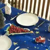 Tischdecke, blau, Weihnachtsdekoration, Tisch, rechteckig, für Winter, Zuhause, Abendessen, schmutzabweisend, Tischdecke für Hochzeit, Party, Dekoration, Y240401