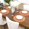 Tapetes de mesa 6pcs redondos trançados placemats conjunto de 6 círculo lugar lavável 15 polegadas para jantar festa de casamento fácil instalação