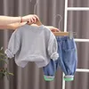 Lente Herfst Baby Jongens Kinderkleding Sets Peuter Trainingspakken Kleding Lange Mouw Cartoon Tijger T-shirt Jeans Katoenen Pakken 240323