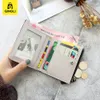 Nieuwe Geborduurde Animal Design Portemonnee Voor Vrouwen Vogue Carto Racco Fox Tail Lederen Portefeuilles Zip Coin Pocket Student Fold portemonnee T9DT #