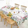 Bordduk Spring Floral Watercolor Rectangular Tracloth Holiday Party Decorations Waterspect Tracloth Kitchen Dining Wedding Decor Y240401