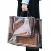 茶色の透明なトートバッグ透明なショップバッグショルダーハンドバッグPVC防水貯蔵バッグギフト用化粧品袋4サイズ662p＃