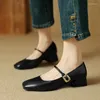 Casual Shoes Large Size 41 42 43 Brand Classics Mary Jane Womens Square Toe Ankle Strap 3cm Block Heels Lady Dress Office Pumps