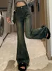 Jeans pour femmes Flare Femmes Streetwear Vintage Distressed All-Match Style américain Pantalon de vacances doux Automne Doux Élégant