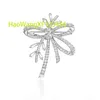 Custom VVS moissanite diamond S925 Sterling silver with 18k gold plating Bow Ribbon Brooches