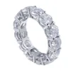 Vecalon 8 Styles Luster Promise Band Band Ring Sterling Sier Sier Diamond Engagement Rings for Women Men Jewelry