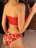 XS L Anguria stampato bikini a fascia costumi da bagno donna costume da bagno femminile due pezzi set costume da bagno costume da bagno V4892 240321