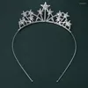 Hårtillbehör Födelsedag Rhinestone Star Crown pannband Kvinnor Girl Alloy Thin Party Decoration