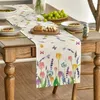 Table Cloth Lavender Tulip Summer Linen Runners Spring Seasonal Holiday Kitchen Dining Runner Indoor Outdoor Wedding Party Decor