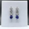 Boucles d'oreilles à clous (3Ct au Total) 1,5 ct chaque diamant de laboratoire bleu-rouge de coupe ovale 18K AU750 boucle d'oreille en or blanc bijoux féminins E070