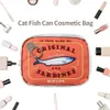 Mignon en conserve Sardines style bain sac de voyage W sac créatif PU sac à main sacs cosmétiques sac de maquillage portable stockage pour voyage s8Un #
