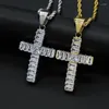 Collane con ciondolo Hip Hop CZ Pietra pavimentata Bling Iced Out Colore oro Titanio Acciaio inossidabile Collana con pendenti croce per uomo Gioielli rapper