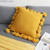 Cushion/Decorative Pillow Nordic Retro Ear Living Room Sofa Solid Color Tassel Cushion Bedless Large Waist Rear Office Chair Y240401