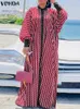 カジュアルドレスフォンダボヘミアンマキシドレス2024秋の女性長袖ボタン印刷されたシャツパーティーベスティドスルーズサンドレス特大