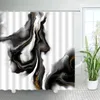 Cortinas de chuveiro preto branco mármore cortina conjunto arte abstrata decoração do banheiro criativo geométrico tecido à prova dwaterproof água banho com ganchos