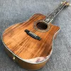 Cutaway All KOA Wood 41 pollici Chitarra acustica stile D, inserti in abalone di alta qualità Tastiera in ebano Guitarra