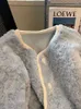 Jackets femininas Jaqueta de lã de cordeiro azul Mulheres outono de inverno engross