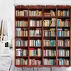 Shower Curtains Vintage Books Curtain Library Bookshelf Educational Wooden Bookcase Art Retro Candle Fabric Decor Bathroom Set