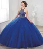 Goldenes, perlenbesetztes, marineblaues Ballkleid Quinceanera-Kleider, Neckholder, Schnürung, bauschiger Rock, Ballkleid für süße 16-Jahre-Abendkleider5766383