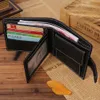 jinbaolai Men Wallets Genuine Cow Leather Short Zipper Hasp Male Purse Coin Pocket Card Holder Vintage Brand High Quality Wallet 43Tb#