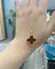 Designer Charm Van Four Leaf Grass Necklace Womens V Gold Thick Plated 18k Rose Large Red Chalcedony hängsmycken